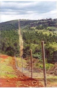 Electrified fence in the Aberdares Conservation area